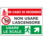 [E2945] E2945 - Cartello multisimbolo In caso di incendio salita destra EN ISO 7010