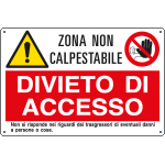 [E2967] E2967 - Cartello multisimbolo ZONA NON CALPESTABILE divieta di ...EN ISO 7010