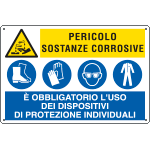 [E3527] E3527 - Cartello multisimbolo PERICOLO SOSTANZE PERICOLOSE e' obbligatorio...