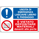 [E3541] E3541 - cartello multisimbolo uscita emergenza lasciare libero...EN ISO 7010