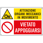 [E3553] E3553 - Cartello multisimbolo ATTENZIONE ORGANI MECCANICI IN MOVIMENTO ..