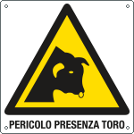 [E40801W] E40801W - cartello pericolo presenza toro EN ISO 7010