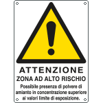 [E440102X] E440102X - Cartello pericolo attenzione zona rischio AMIANTO EN ISO 7010