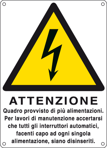[E440702KS] E440702KS - Etichetta autoadesiva quadro provvisto da piu' alimentazioni ISO 7010