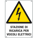 [E440704K] E440704K - Cartello pericolo "stazione di ricarica veicoli elettrici" ISO 7010