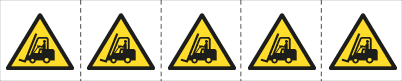 [E49609MS] E49609MS - foglio n.5 etichette adesive 60x60 Pericolo carrelli...EN ISO7010