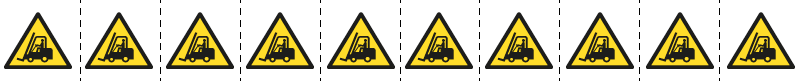 [E49609NS] E49609NS - foglio n.10 etichette adesive 30x30 Pericolo carrelli in..EN ISO 7010