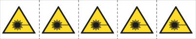 [E49610MS] E49610MS - foglio n.5 etichette adesive 60x60 Pericolo laser......EN ISO7010