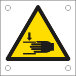[E49616J] E49616J - Cartello alluminio pericolo schiacciamento mani EN ISO 7010