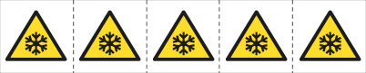 [E49636MS] E49636MS - foglio n.5 etichette adesive 60x60 Pericolo basse temp....EN ISO 7010