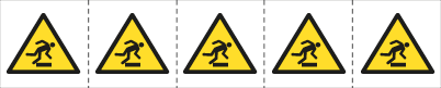 [E49637MS] E49637MS - foglio n.5 etichette adesive 60x60 Pericolo inciampo......EN ISO 7010