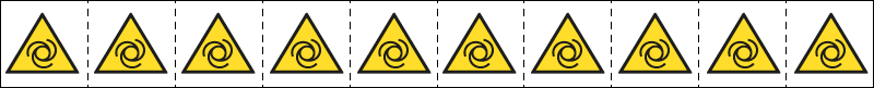 [E49642NS] E49642NS - foglio n.10 etichette adesive 30x30 Pericolo avviamento..EN ISO 7010