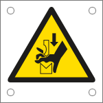 [E49811MS] E49811MS - Foglio n.5etichette bordo macchina pericolo schiacciamento...ENISO7010