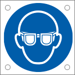 [E49851N] E49851N - Cartello bordo macchina  obbligo uso occhiali protettivi EN ISO 7010