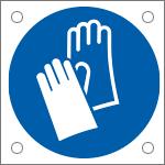 [E49854N] E49854N - Cartello bordo macchina  obbligo uso guanti protettivi EN ISO 7010