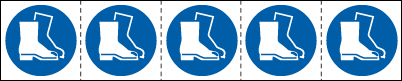 [E49855MS] E49855MS - foglio n.5 etichette adesive 60x60 Obbligo uso scarpe....EN ISO 7010