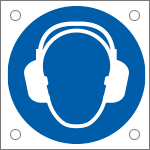 [E49856M] E49856M - Cartello bordo macchina  obbligo proteggere udito EN ISO 7010