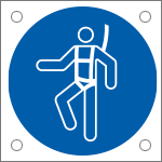 [E49879N] E49879N - Cartello bordo macchina  obbligo indossare imbracatura EN ISO 7010