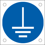 [E49880N] E49880N - Cartello bordo macchina  obbligo messa a terra EN ISO 7010