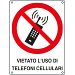 [E623801Y] E623801Y - Cartello divieto uso di telefoni cellulari EN ISO 7010
