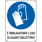 [E625401W] E625401W - Cartello obbligo guanti dielettrici EN ISO 7010