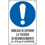 [E635007X] E635007X - Cartello obbligo esporre tessera di riconoscimento EN ISO 7010