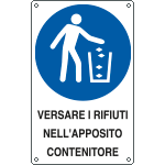 [E637701X] E637701X - Cartello obbligo versare i rifiuti in apposito contenitore EN ISO 7010