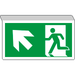 [E715105SX] E715105SX - Cartello SOSPESO bifacciale uscita emergenza NORD OVEST EN ISO 7010