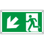 [E715107W] E715107W - Cartello uscita di emergenza freccia in basso a sinistra EN ISO 7010