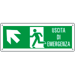 [E720105WS] E720105WS - Etichetta uscita di emergenza freccia alto sx Uscita Em. EN ISO 7010