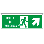 [E720106XS] E720106XS - Etichetta uscita di emergenza freccia alto dx Uscita Em. EN ISO 7010