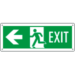 [E720201WS] E720201WS - Etichetta uscita di emergenza freccia a sinistra e scritta EN ISO 7010