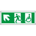 [E720505K] E720505K - Cartello uscita di emergenza disabili freccia in alto a sx ENISO7010