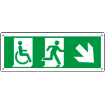 [E720508W] E720508W - Cartello uscita di emergenza disabili freccia in basso a dx.ENISO7010