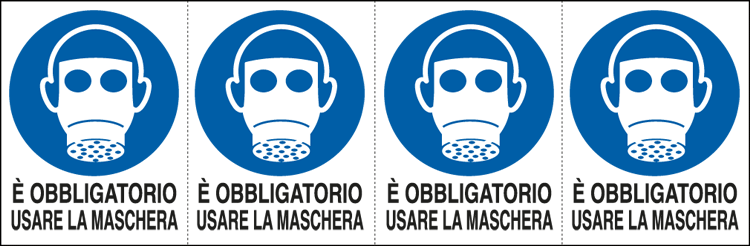 [E9534B] E9534B - Foglio n. 4 etichette adesive obbligo uso maschera EN ISO 7010