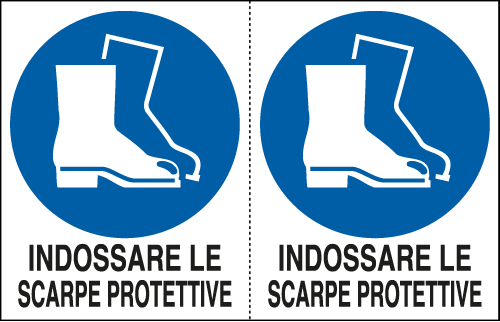 [E9538A] E9538A - Foglio 2 etichette adesive obbligo scarpe protettive EN ISO 7010