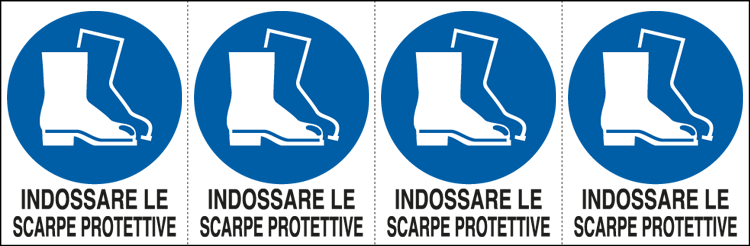[E9538B] E9538B - Foglio 4 etichette adesive obbligo scarpe protettive EN ISO 7010