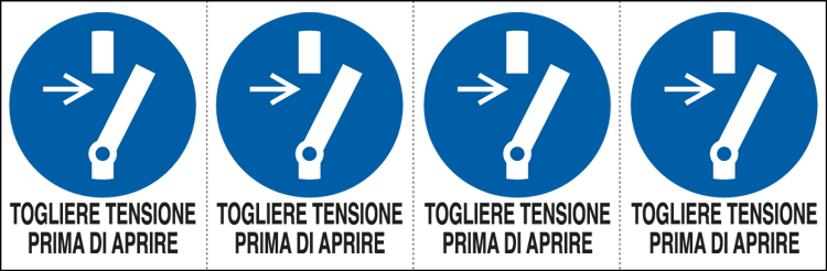 [E9540B] E9540B - Foglio 4 etichette togliere tensione prima di aprire EN ISO 7010