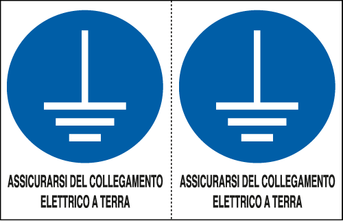 [E9541A] E9541A - Foglio 2 etichette sicurezza collegamento a terra EN ISO 7010