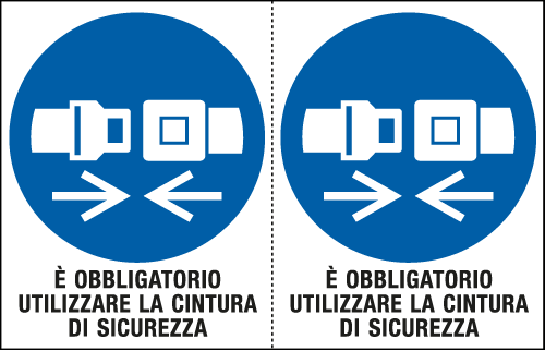 [E9545A] E9545A - Foglio n. 2 etichette adesive obbligo uso cintura EN ISO 7010