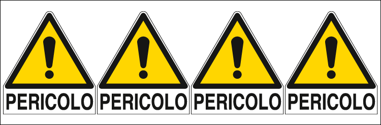 [E9557B] E9557B - Foglio 4 etichette adesive pericolo generico EN ISO 7010
