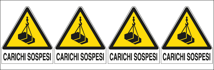 [E9558B] E9558B - Foglio 4 etichette Carichi Sospesi EN ISO 7010