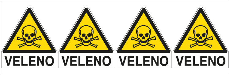 [E9561B] E9561B - Foglio 4 etichette Pericolo Sostanze Velenose EN ISO 7010