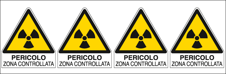 [E9569B] E9569B - Foglio 4 etichette adesive pericolo zona controllo EN ISO 7010