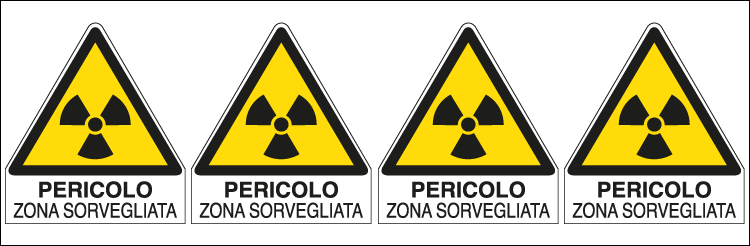 [E9570B] E9570B - Foglio 4 etichette Pericolo Zona Sorvegliata EN ISO 7010