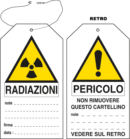 [E9811] E9811 - Cartellino plastica pericolo radiazioni...EN ISO 7010