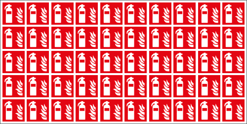 [E9M1507] E9M1507 - Foglio n.50 etichette adesive simbolo ESTINTORE