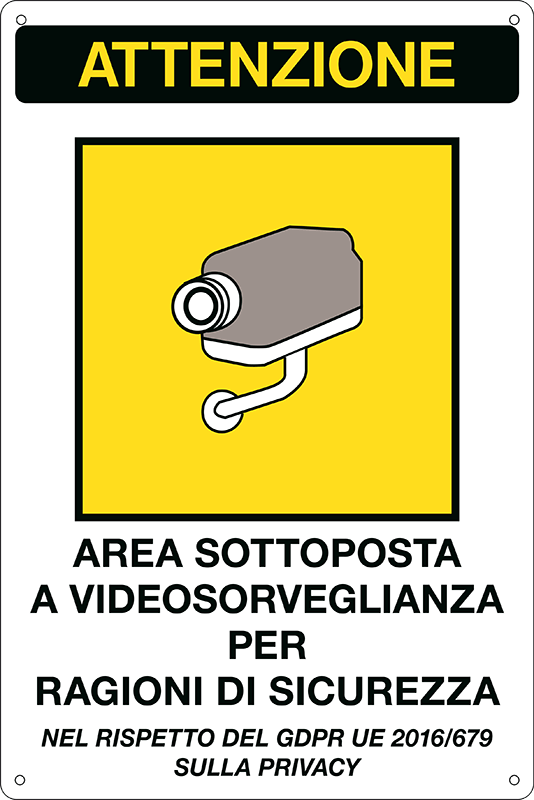[EF33378] EF33378 - Cartello adesivo EasyFix ATTENZIONE area sottoposta videosorveglianza